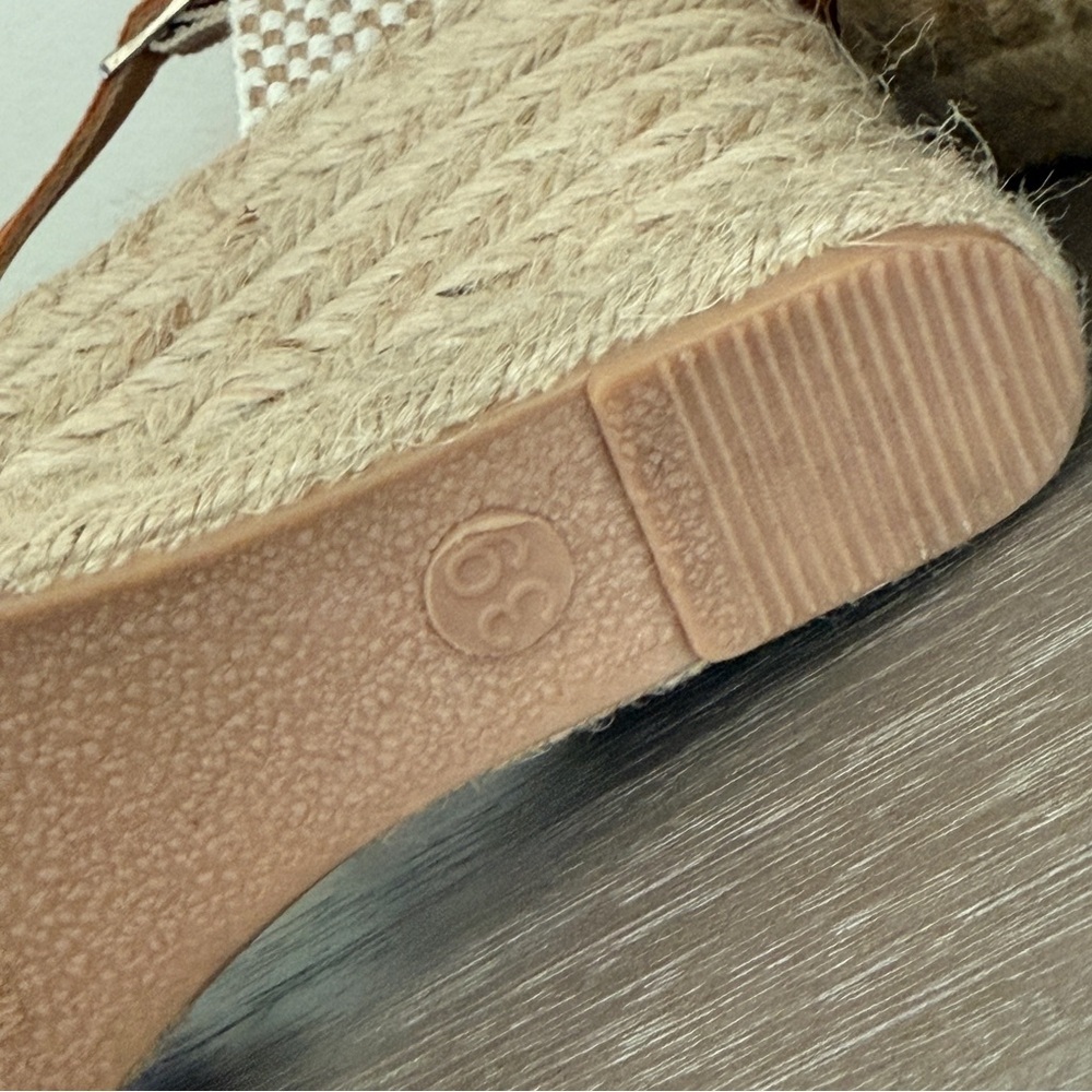 Paseart Women’s Beige Suede Espadrille Shoes Sz 8.5 (Euro 39) Wedge Ankle Strap - Picture 10 of 11